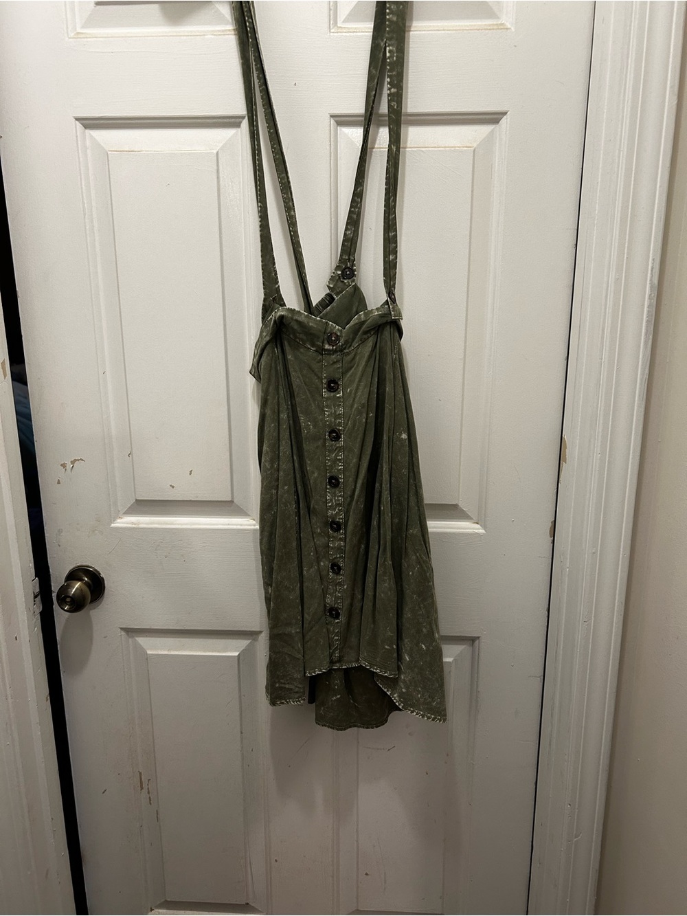 torrid Olive Green Button-Front Suspender Mini Dress